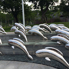 mirror shiny metal garden decorative dolphins07